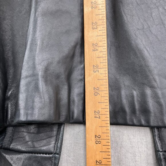 Adler Coat Women Medium Black Leather Logo Button Casual Everyday Jacket 90s VTG - Picture 10 of 12